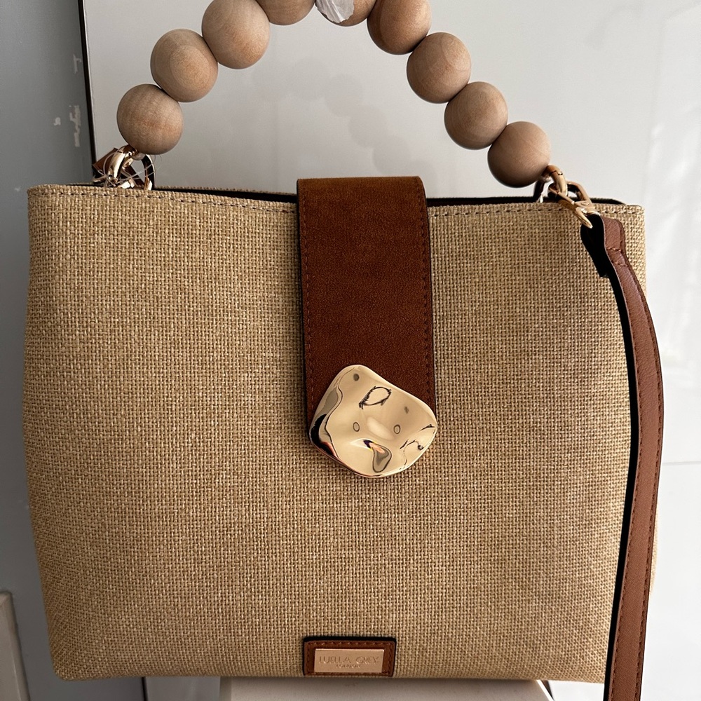 Beautiful Luella Grey London Burlap Suede and Stone Handbag